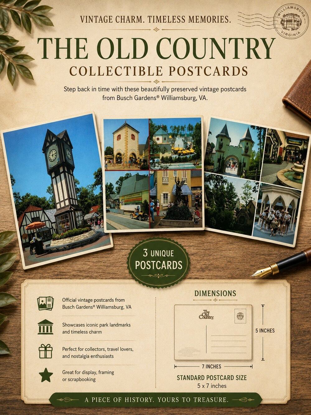 Vintage Postcards Busch Gardens The Old Country Williamsburg Virginia 5 X 7